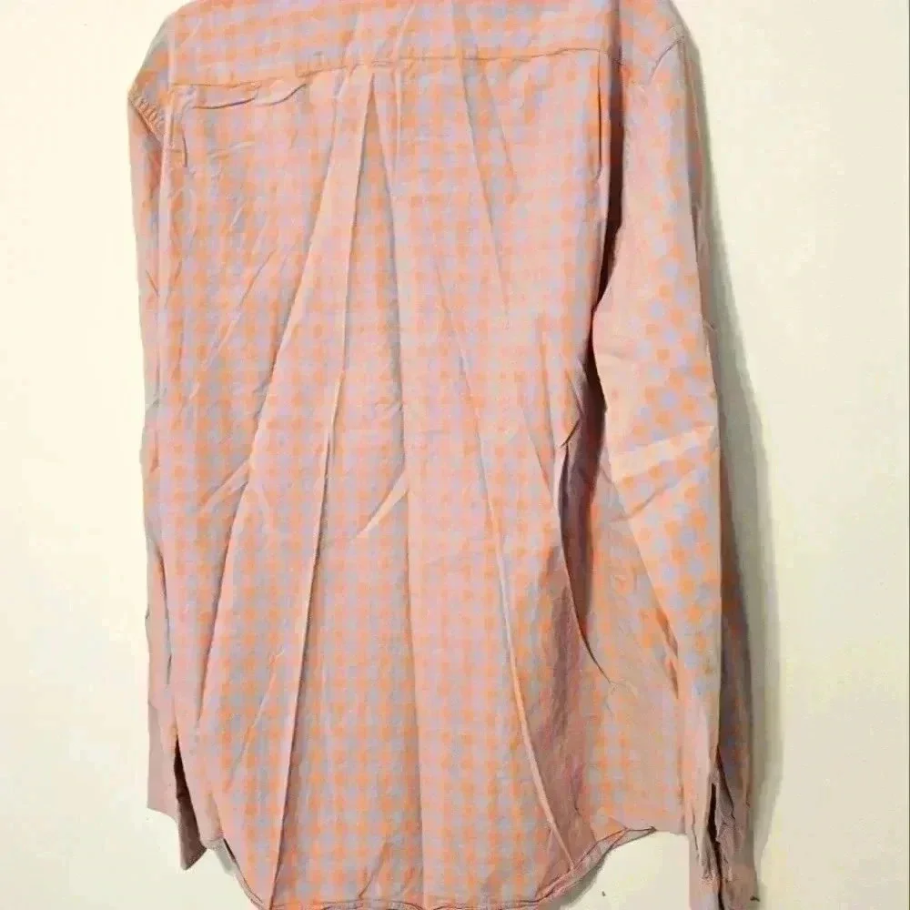 J.Crew Shirt Mens XL Orange Blue Checkered Flannel Button Down